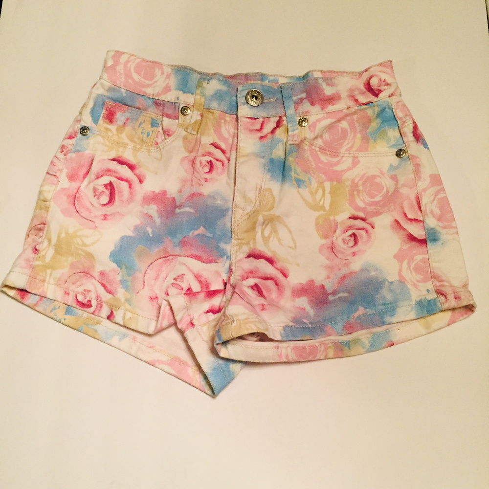 GUESS FLORAL DESIGN DENIM SHORTS